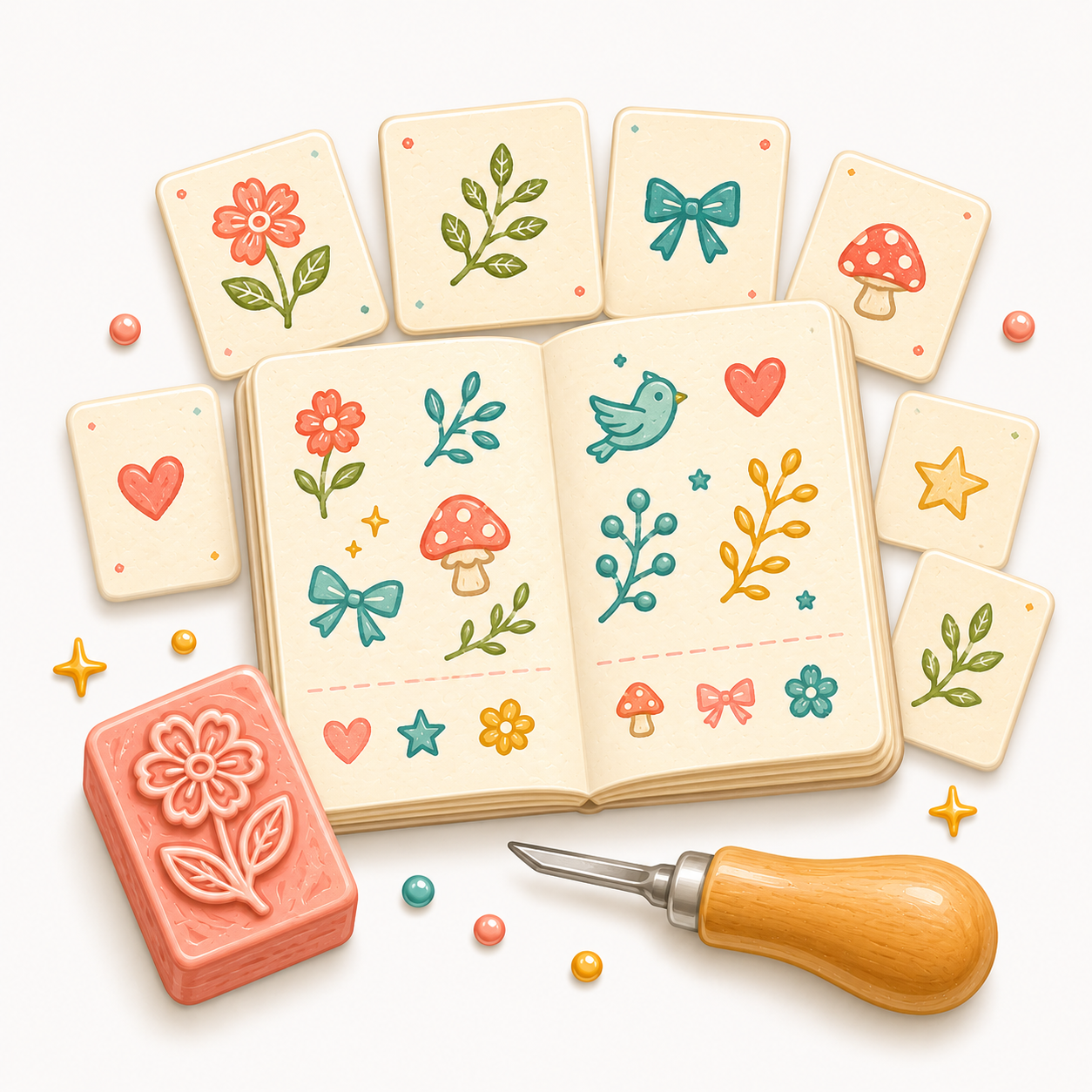 Cute Lino Stamp Art Notes