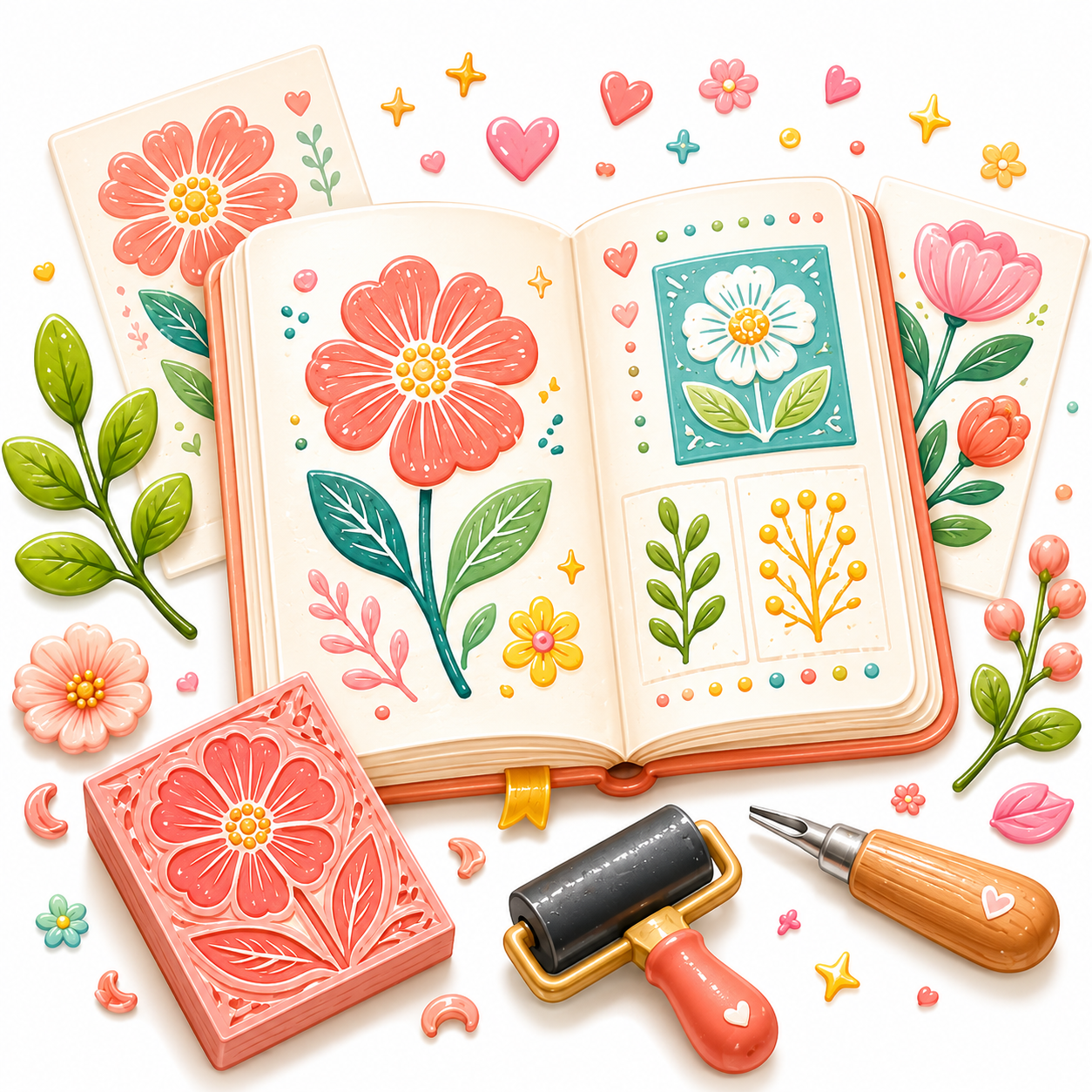 Lino Floral Print Notes